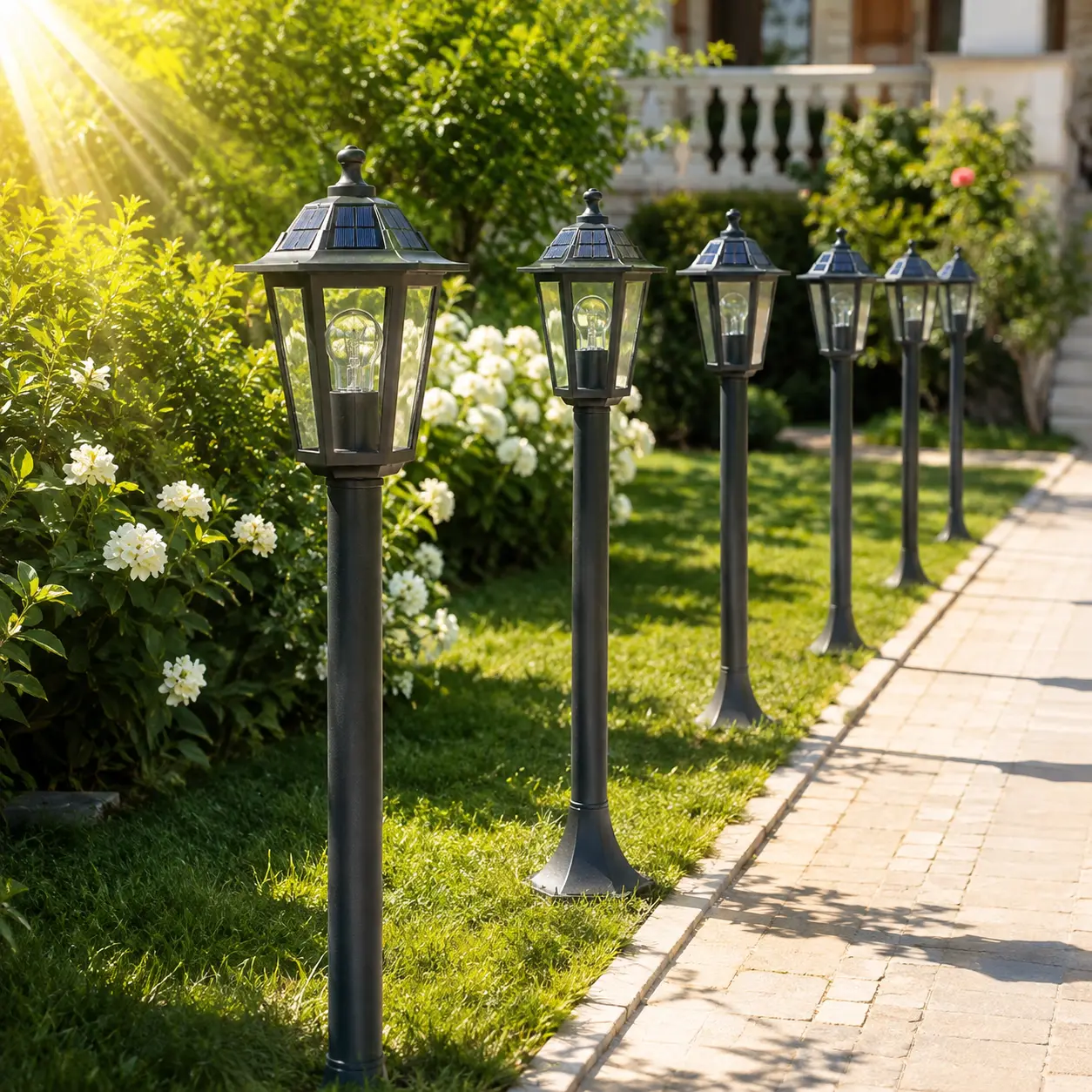 Napfénynek kitett Garden Pro 6 napelemek